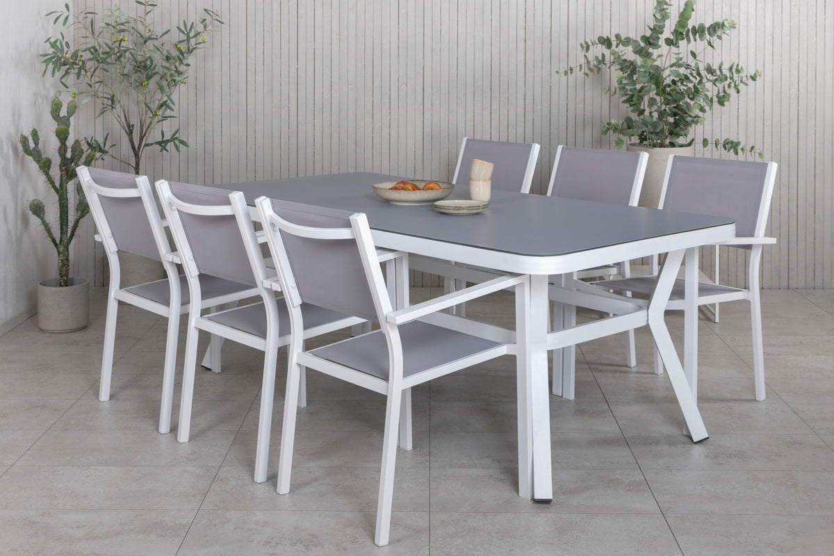 Rectangular Dining Table 74 x 200 x 100 White + Dining Chair