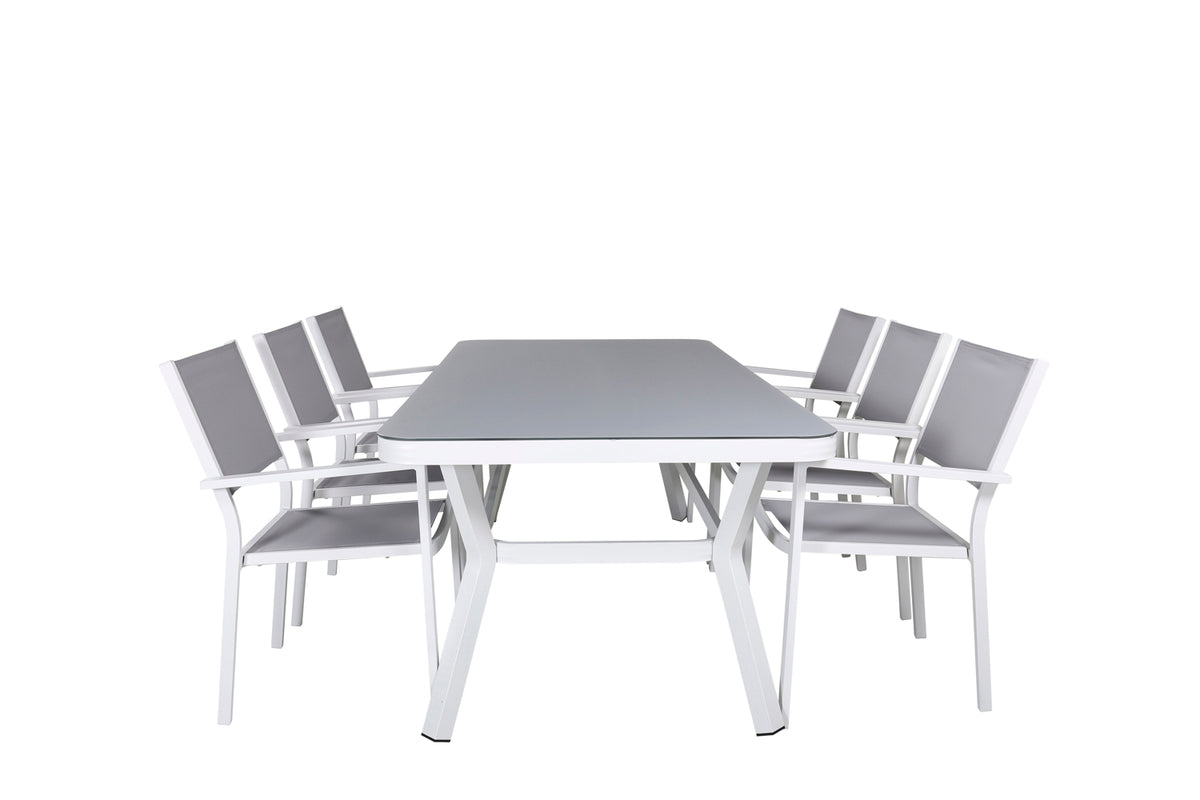 Rectangular Dining Table 74 x 200 x 100 White + Dining Chair