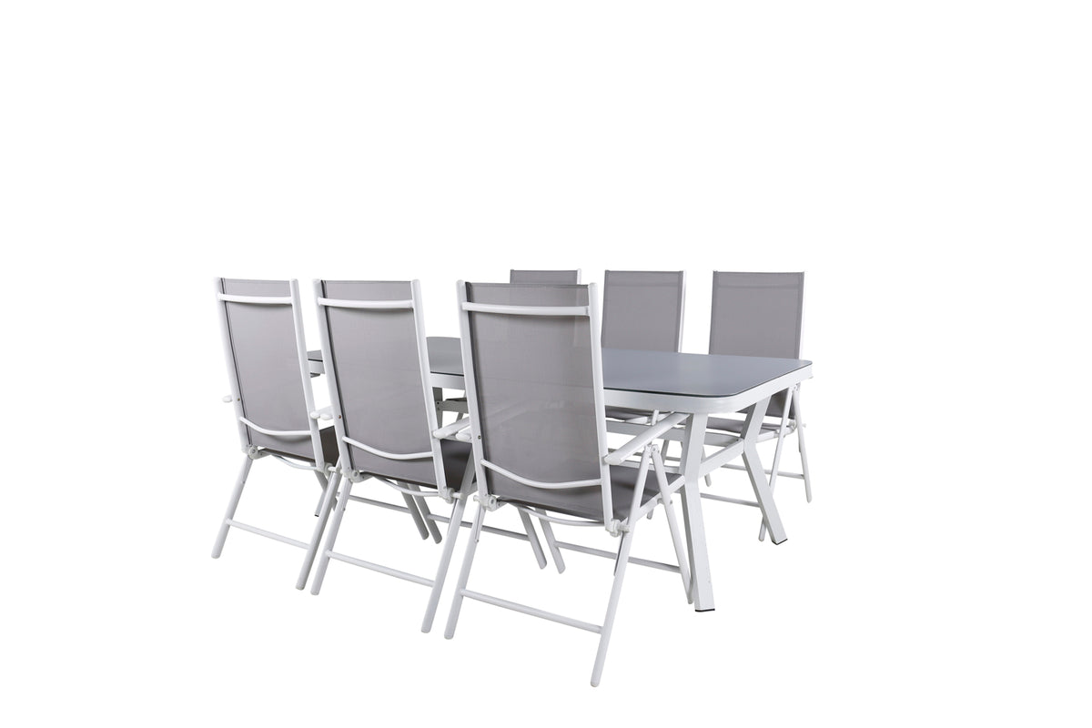 Rectangular Dining Table 74 x 200 x 100 White + Position Chair 2-pack Grey