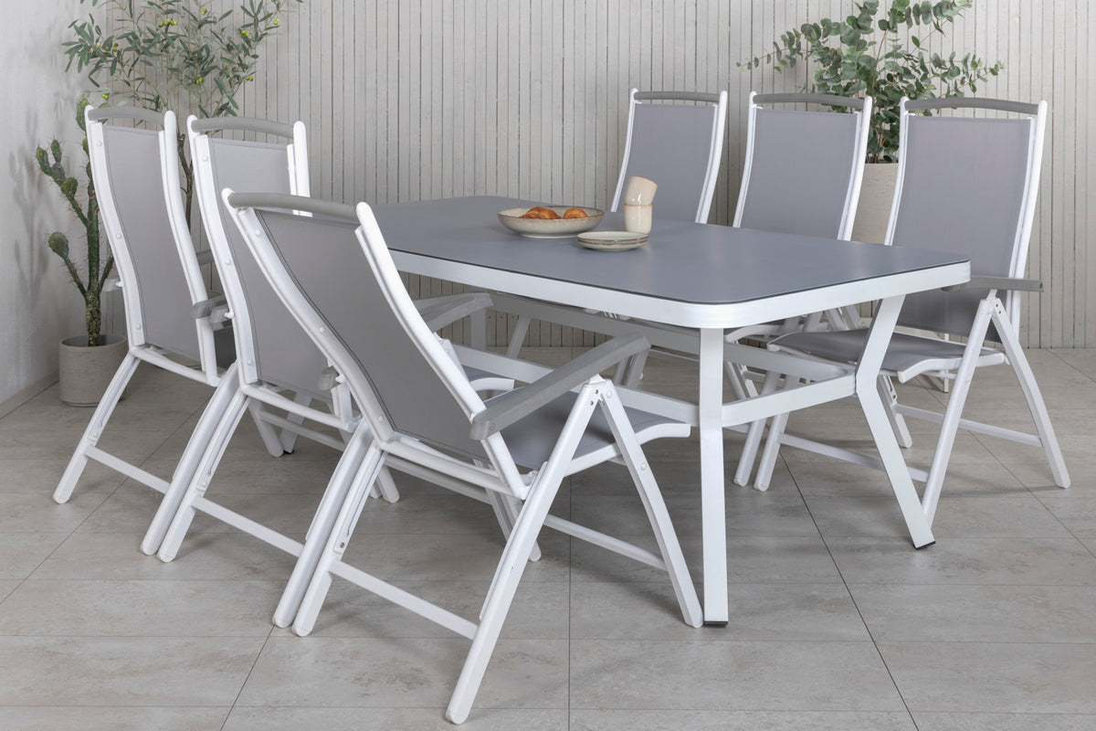 Rectangular Dining Table 74 x 200 x 100 White + Position Chair 2-pack White