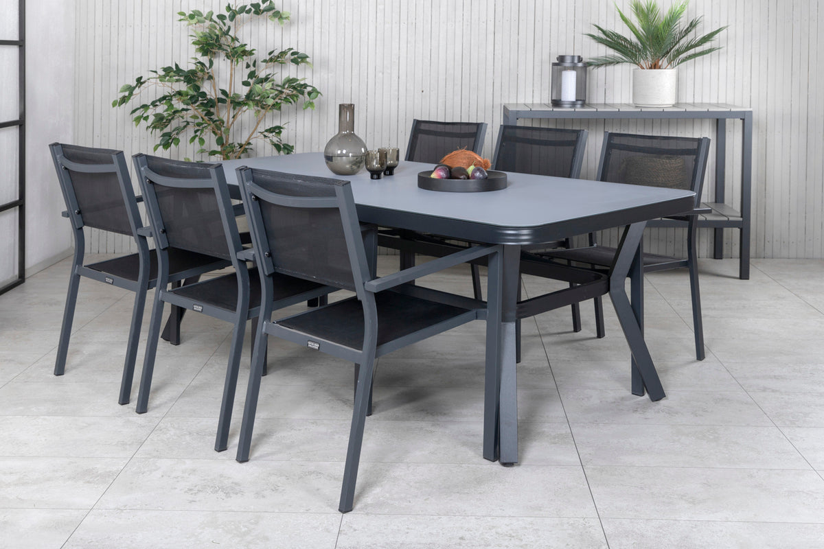 Rectangular Dining Table 74 x 200 x 100 Black + Dining Chair Black