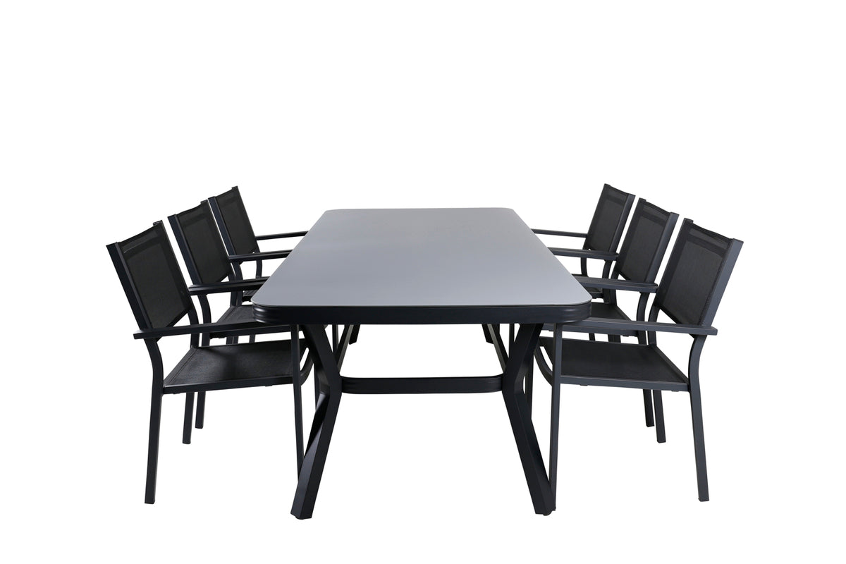 Rectangular Dining Table 74 x 200 x 100 Black + Dining Chair Black