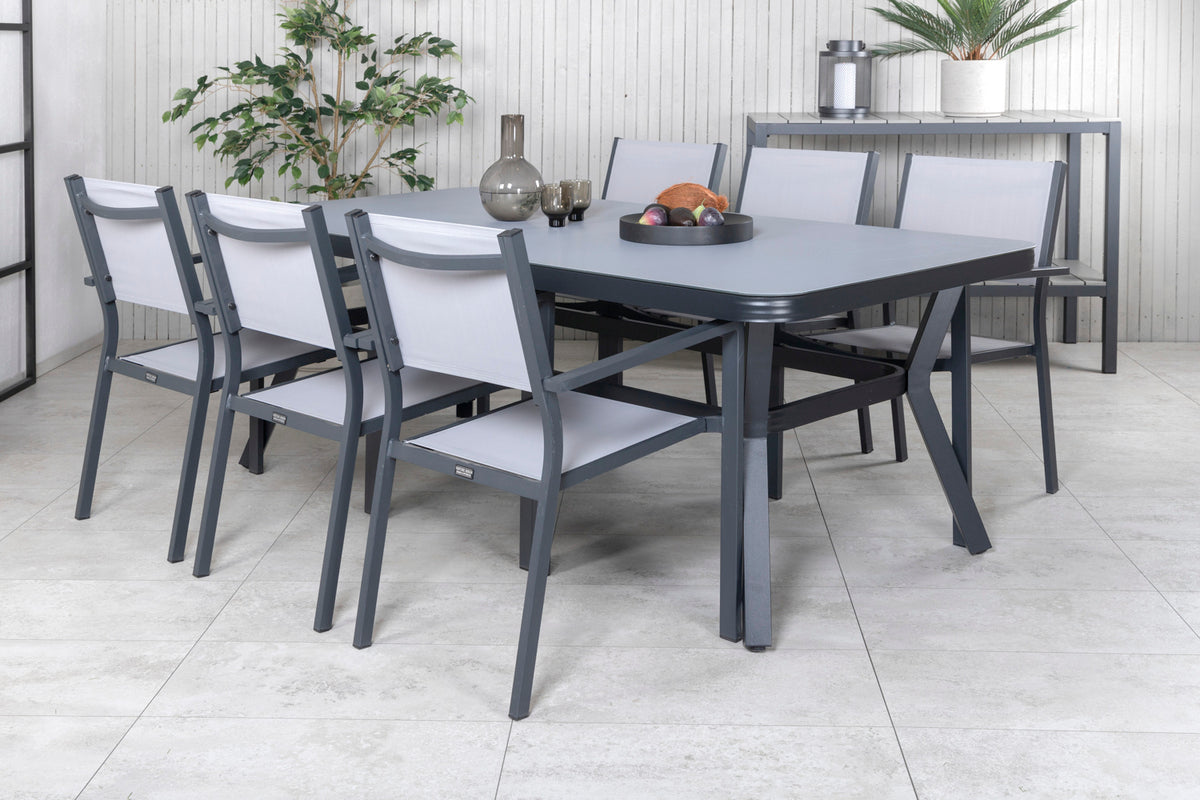 Rectangular Dining Table 74 x 200 x 100 Black + Dining Chair