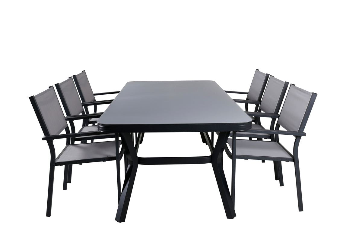 Rectangular Dining Table 74 x 200 x 100 Black + Dining Chair