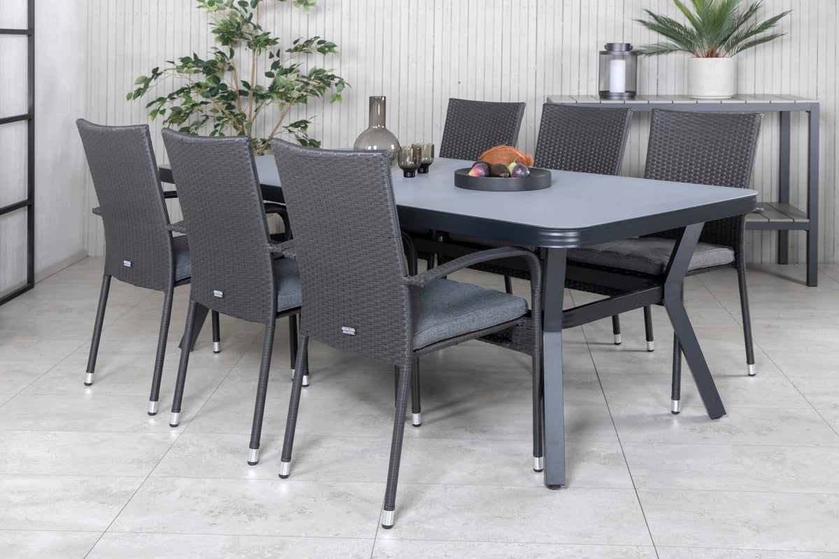 Rectangular Dining Table 74 x 200 x 100 Black + Dining Chair 2-pack Black
