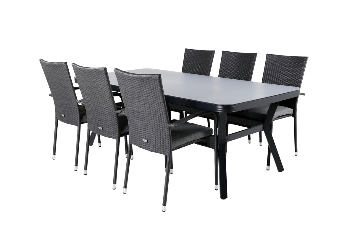 Rectangular Dining Table 74 x 200 x 100 Black + Dining Chair 2-pack Black