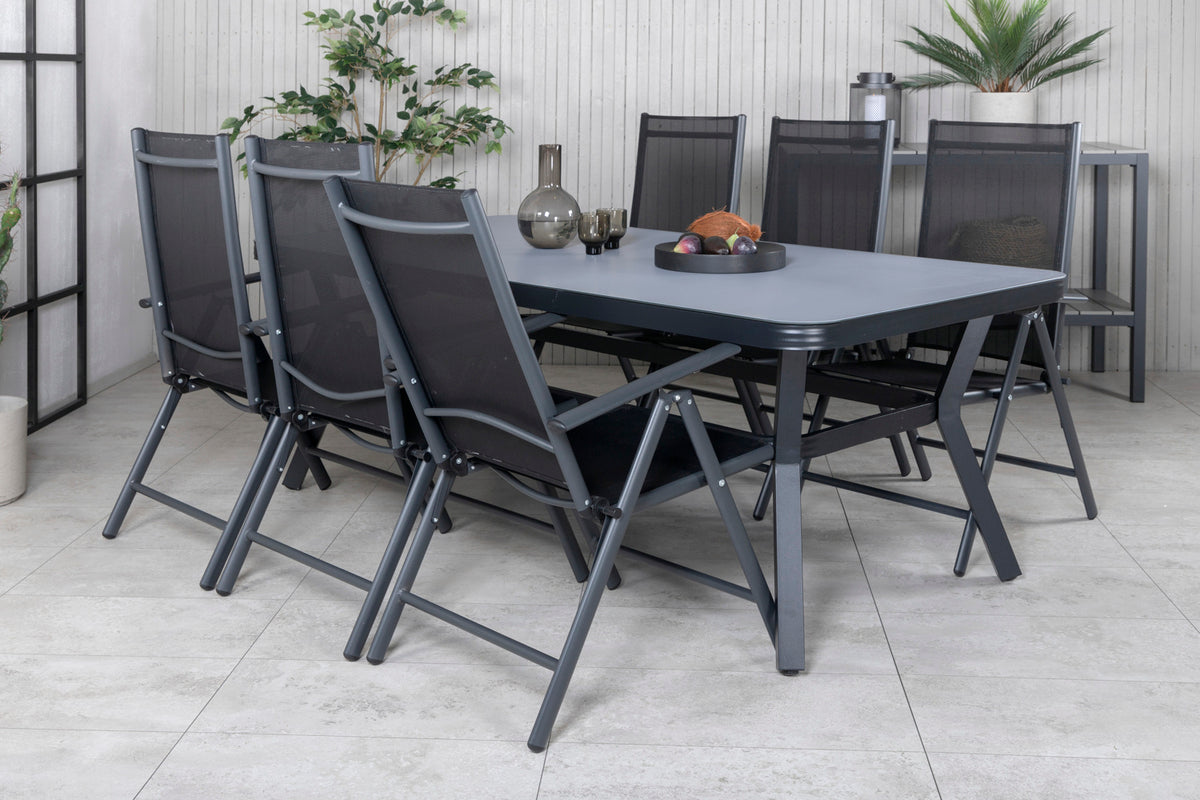 Rectangular Dining Table 74 x 200 x 100 Black + Position Chair 2-pack Black