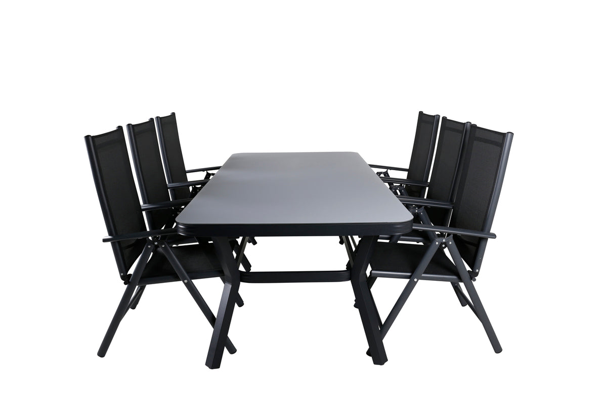 Rectangular Dining Table 74 x 200 x 100 Black + Position Chair 2-pack Black