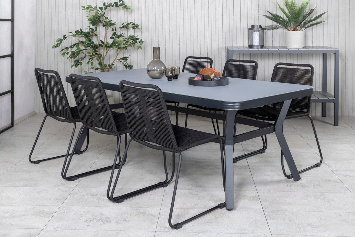 Rectangular Dining Table 74 x 200 x 100 Black + Dining Chair 2-pack Black