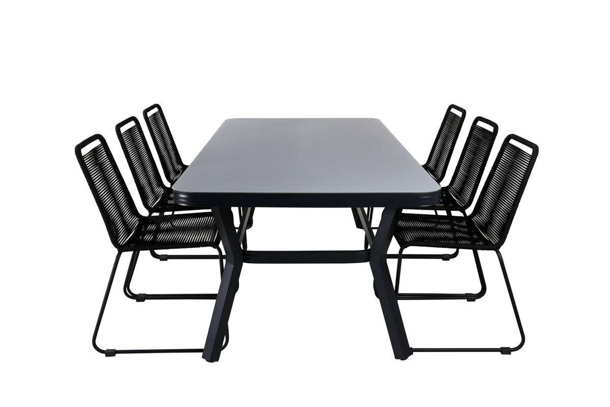 Rectangular Dining Table 74 x 200 x 100 Black + Dining Chair 2-pack Black