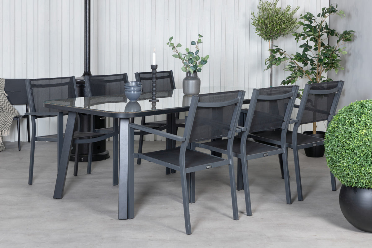Rectangular Dining Table 74 x 200 x 100 Black + Dining Chair Black