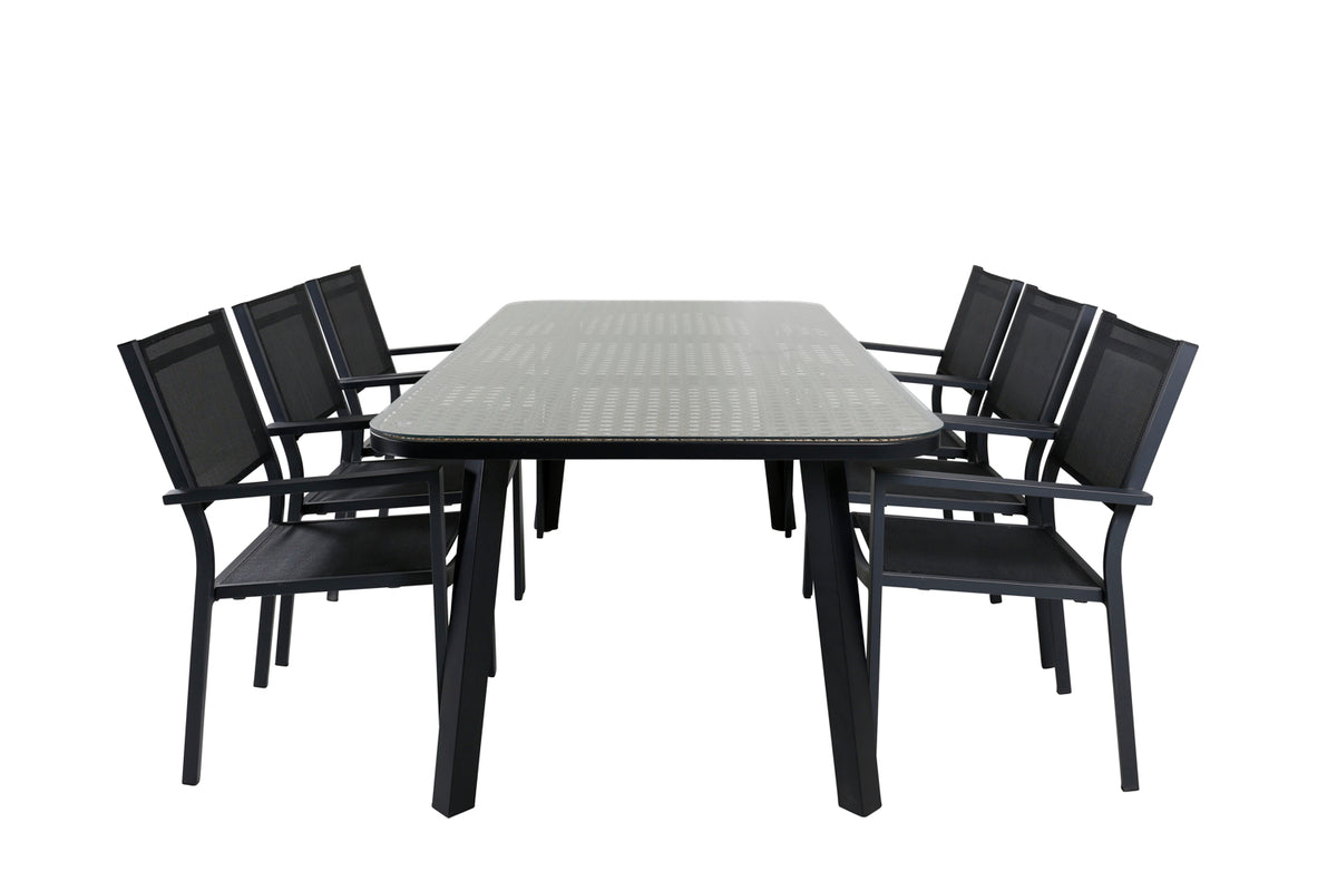 Rectangular Dining Table 74 x 200 x 100 Black + Dining Chair Black