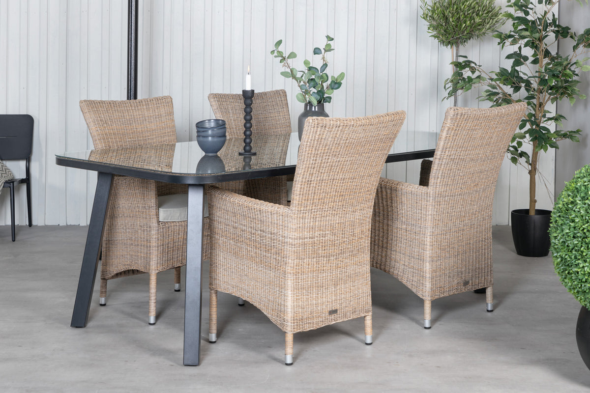 Dining Set Beige Black