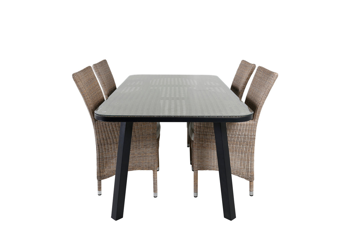 Dining Set Beige Black