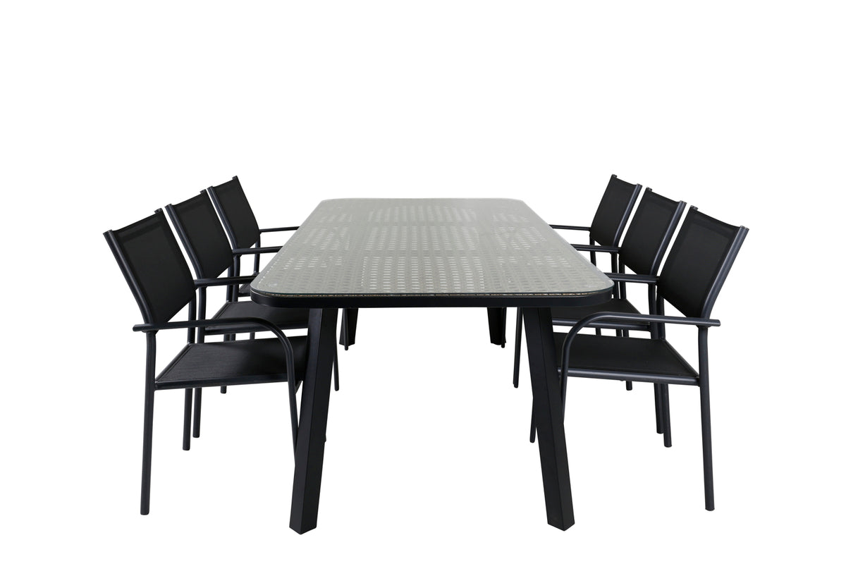 Rectangular Dining Table 74 x 200 x 100 Black + Dining Chair 2-pack Black