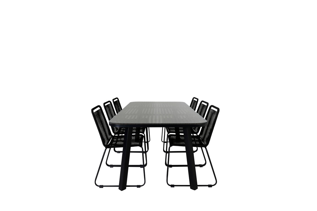 Rectangular Dining Table 74 x 200 x 100 Black + Dining Chair 2-pack Black