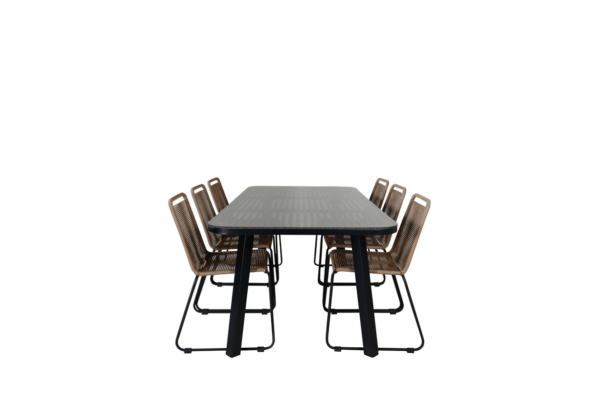 Rectangular Dining Table 74 x 200 x 100 Black + Dining Chair 2-pack Brown