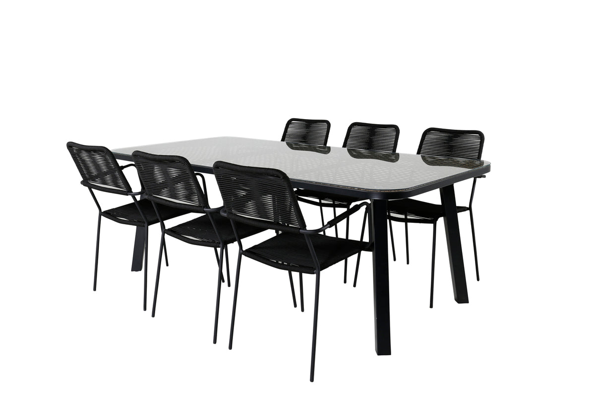 Rectangular Dining Table 74 x 200 x 100 Black + Dining Chair 2-pack Black