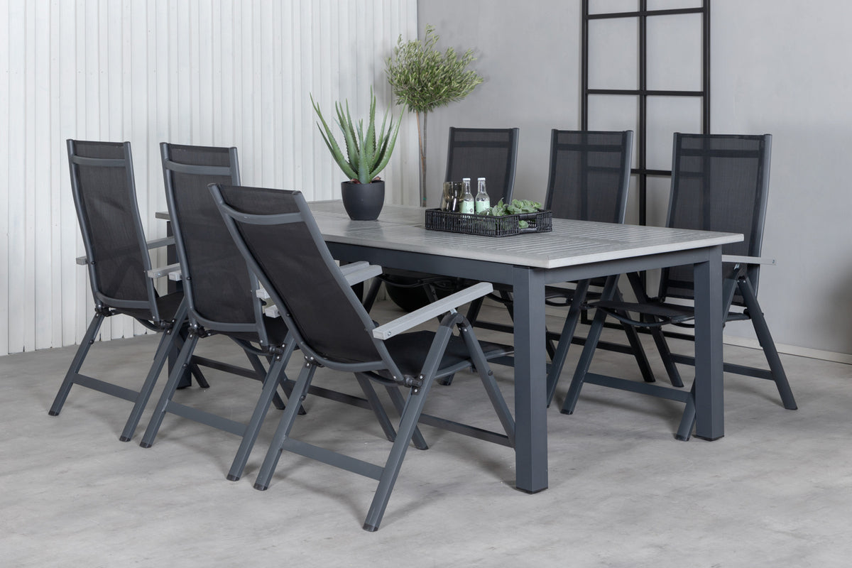 Dining Set Black Dark Grey
