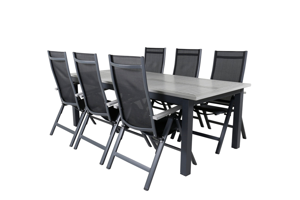 Dining Set Black Dark Grey