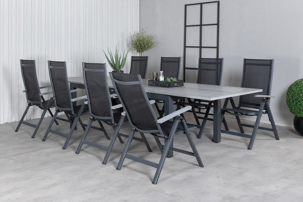 Position Chair 2-pack Black + Rectangular Dining Table 74 x 224 x 90 Dark Grey