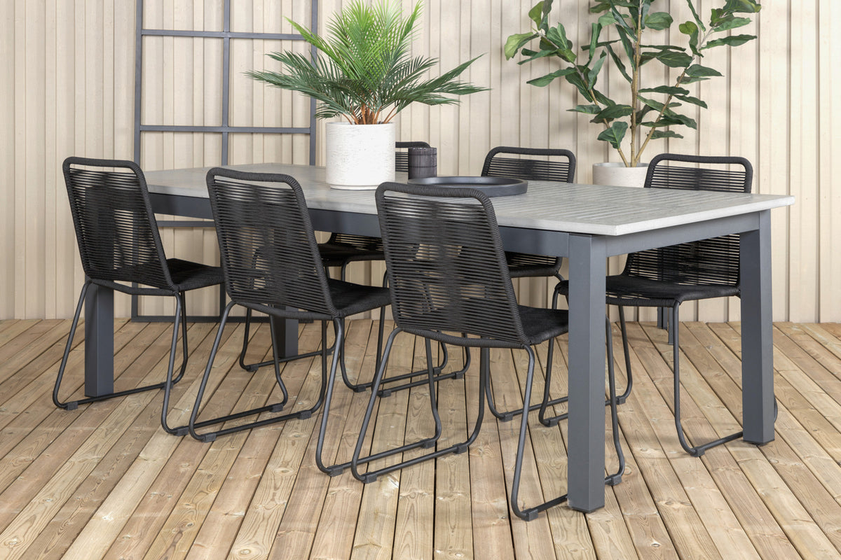 Dining Set Black Dark Grey