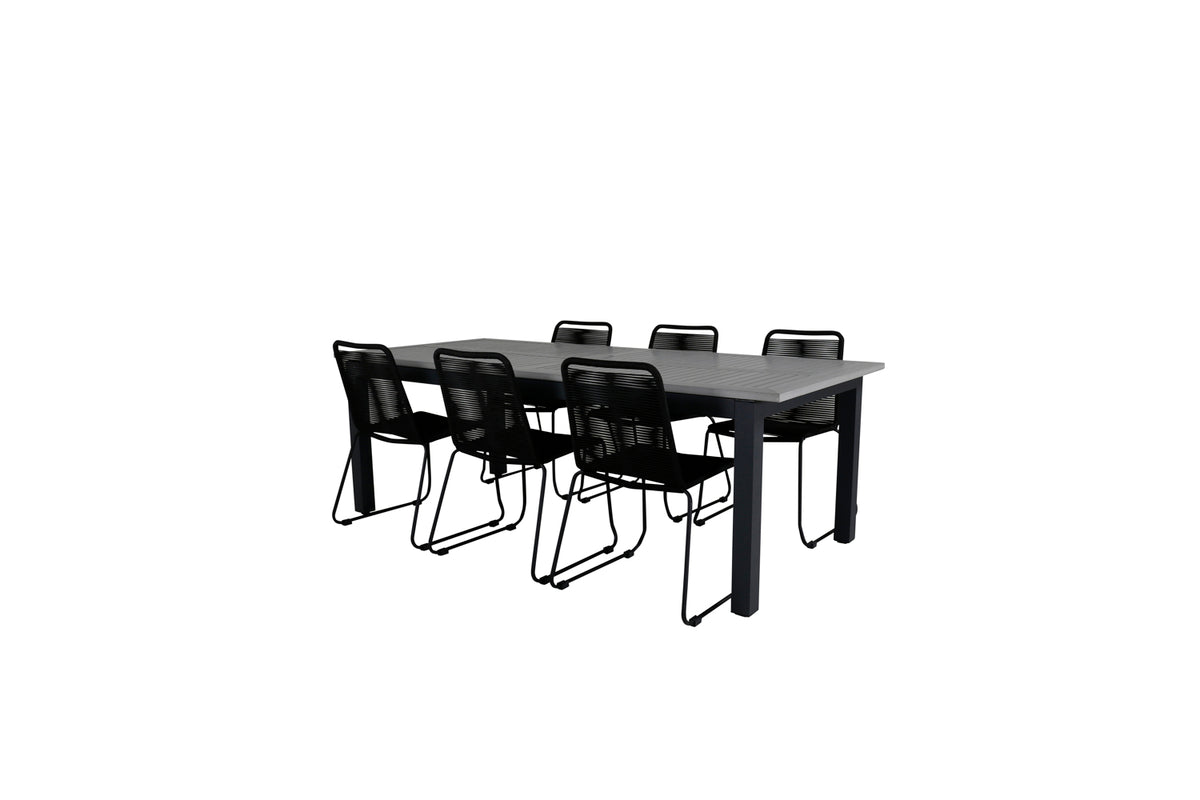 Dining Set Black Dark Grey