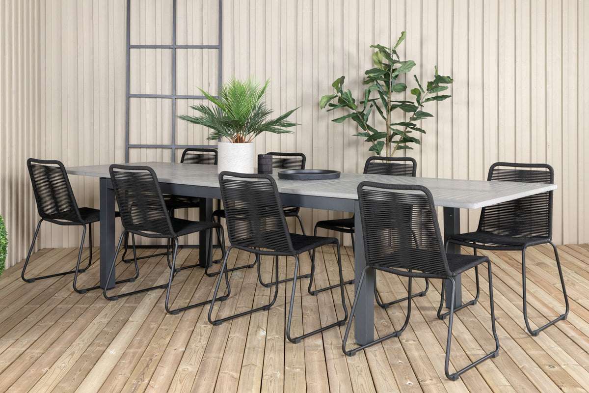 Dining Set Black Dark Grey