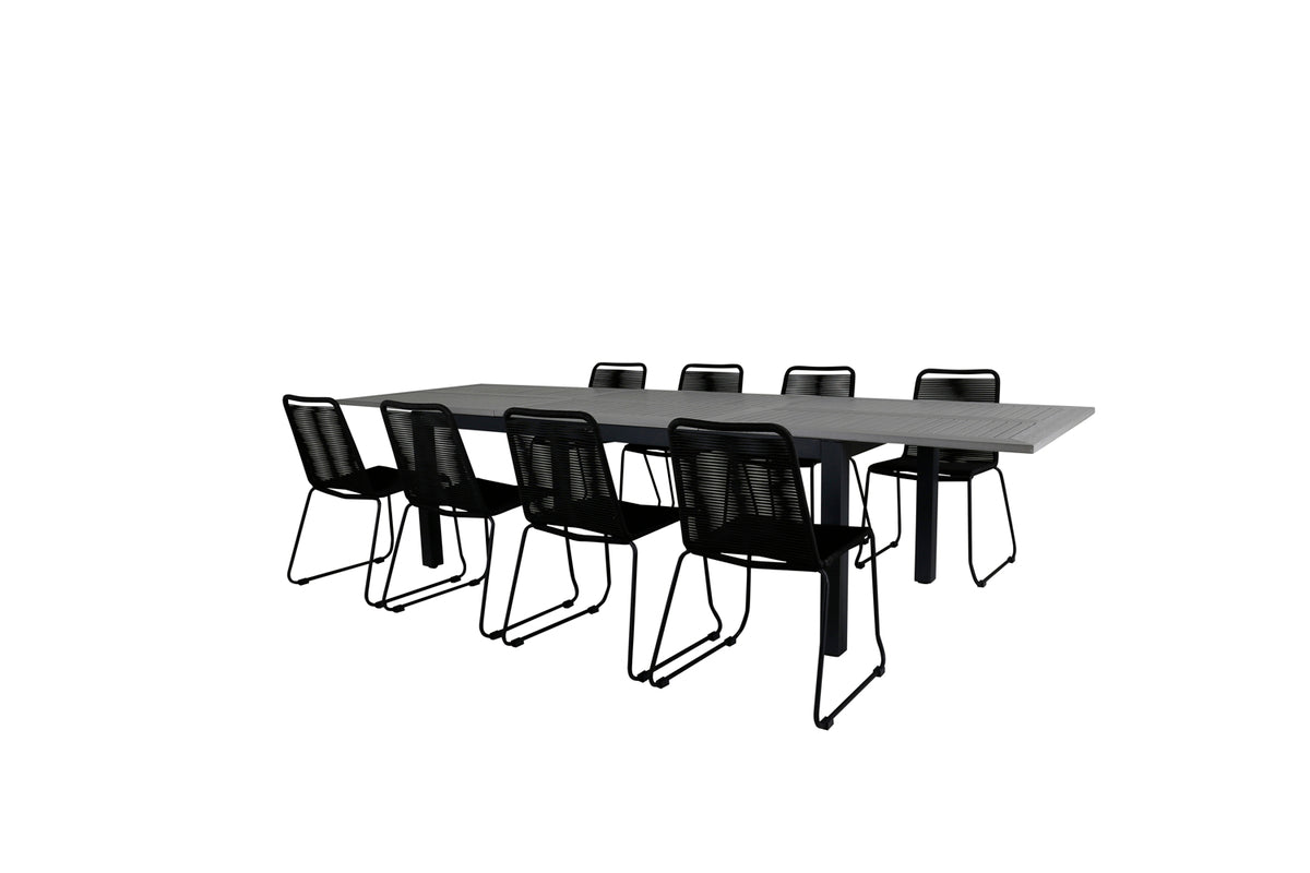 Dining Set Black Dark Grey
