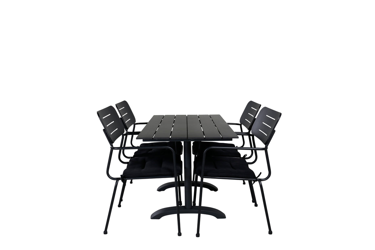 Dining Chair 2-pack Black + Rectangular Dining Table 74 x 120 x 70 Black