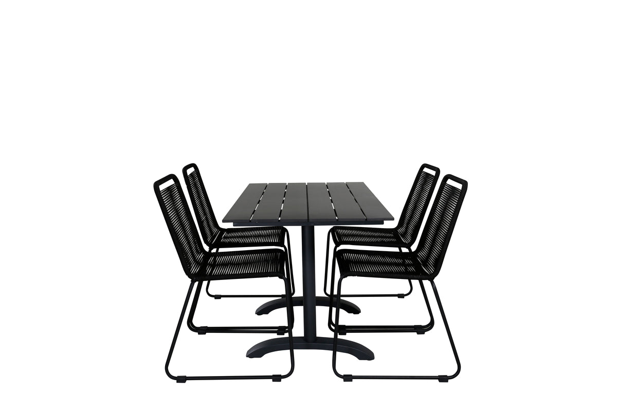 Rectangular Dining Table 74 x 120 x 70 Black + Dining Chair 2-pack Black