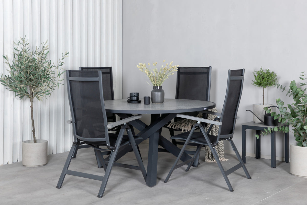 Dining Set Black Dark Grey