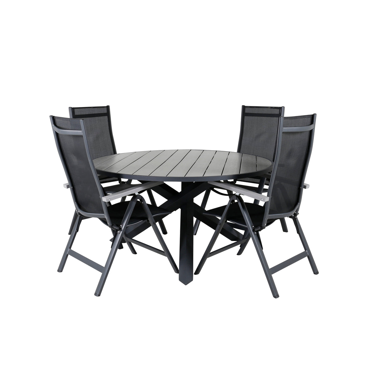 Dining Set Black Dark Grey