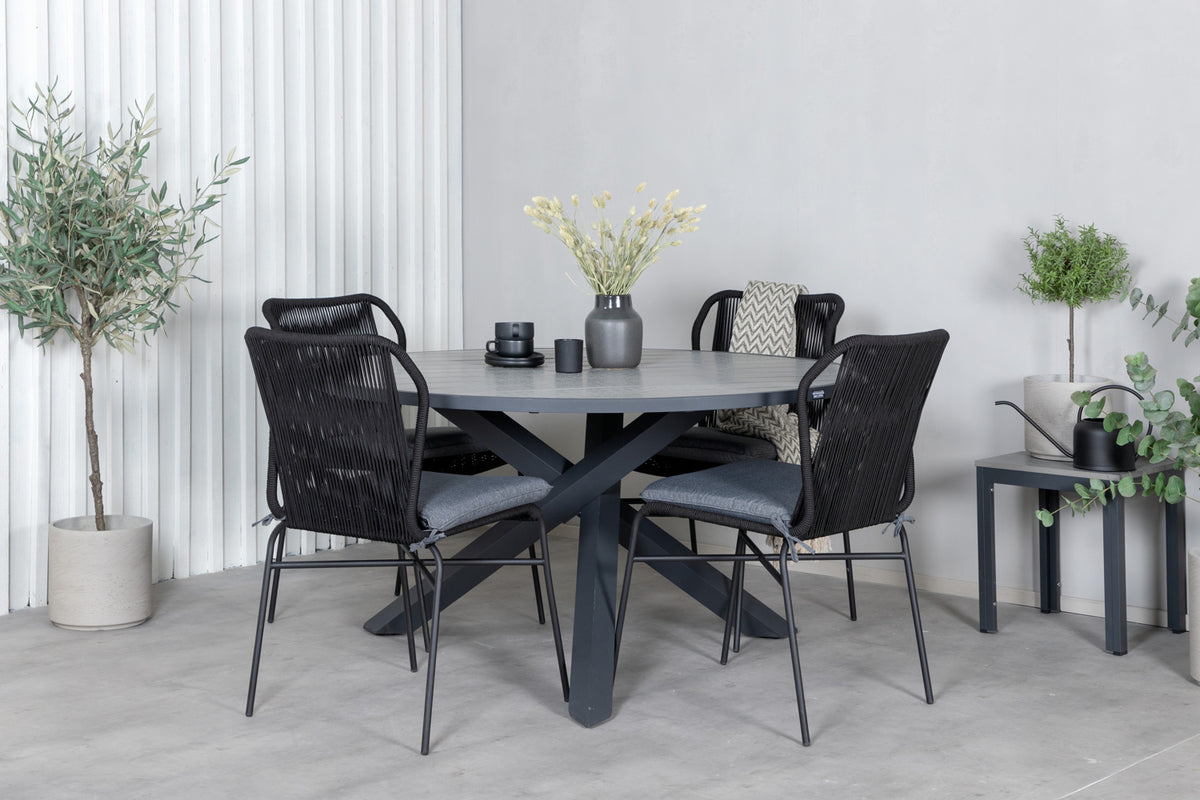 Dining Set Black Dark Grey