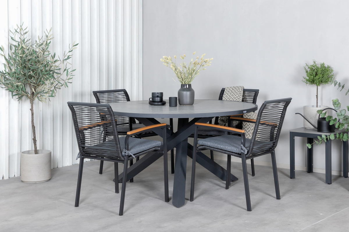 Dining Set Black Dark Grey