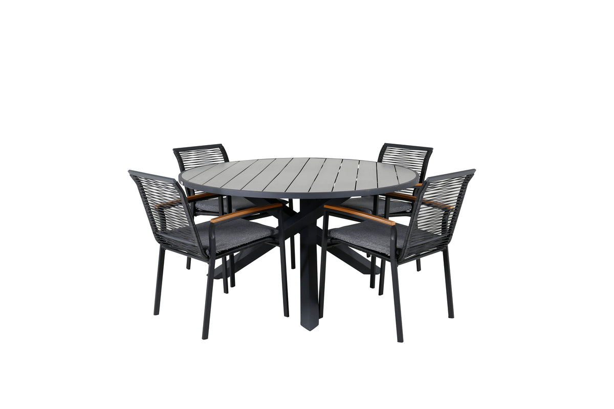 Dining Set Black Dark Grey