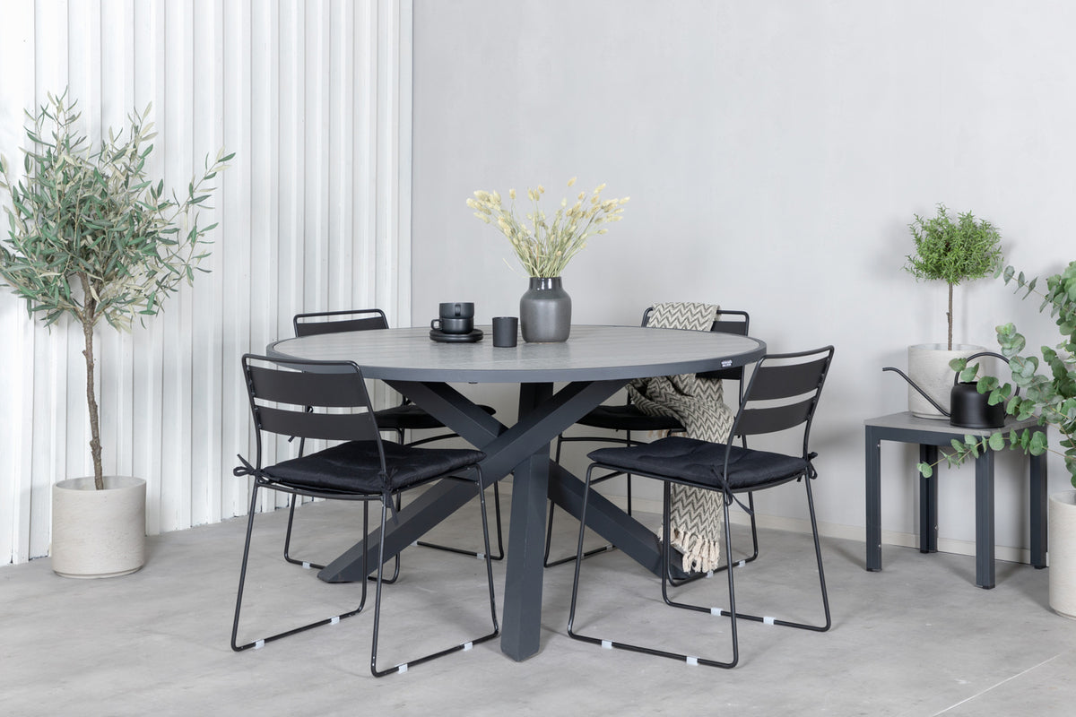 Dining Set Black Dark Grey