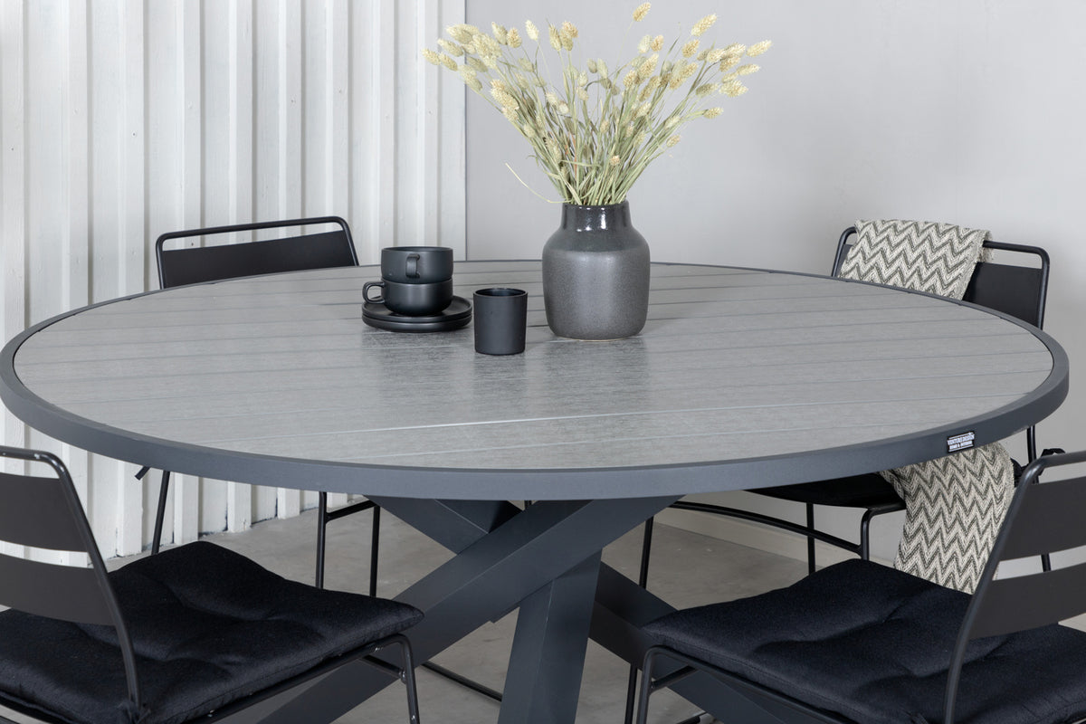 Dining Set Black Dark Grey