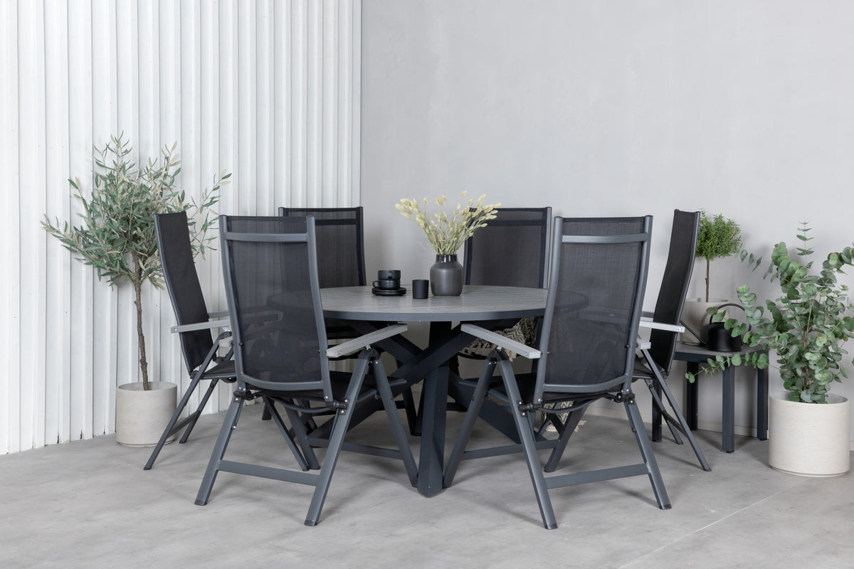 Dining Set Black Dark Grey
