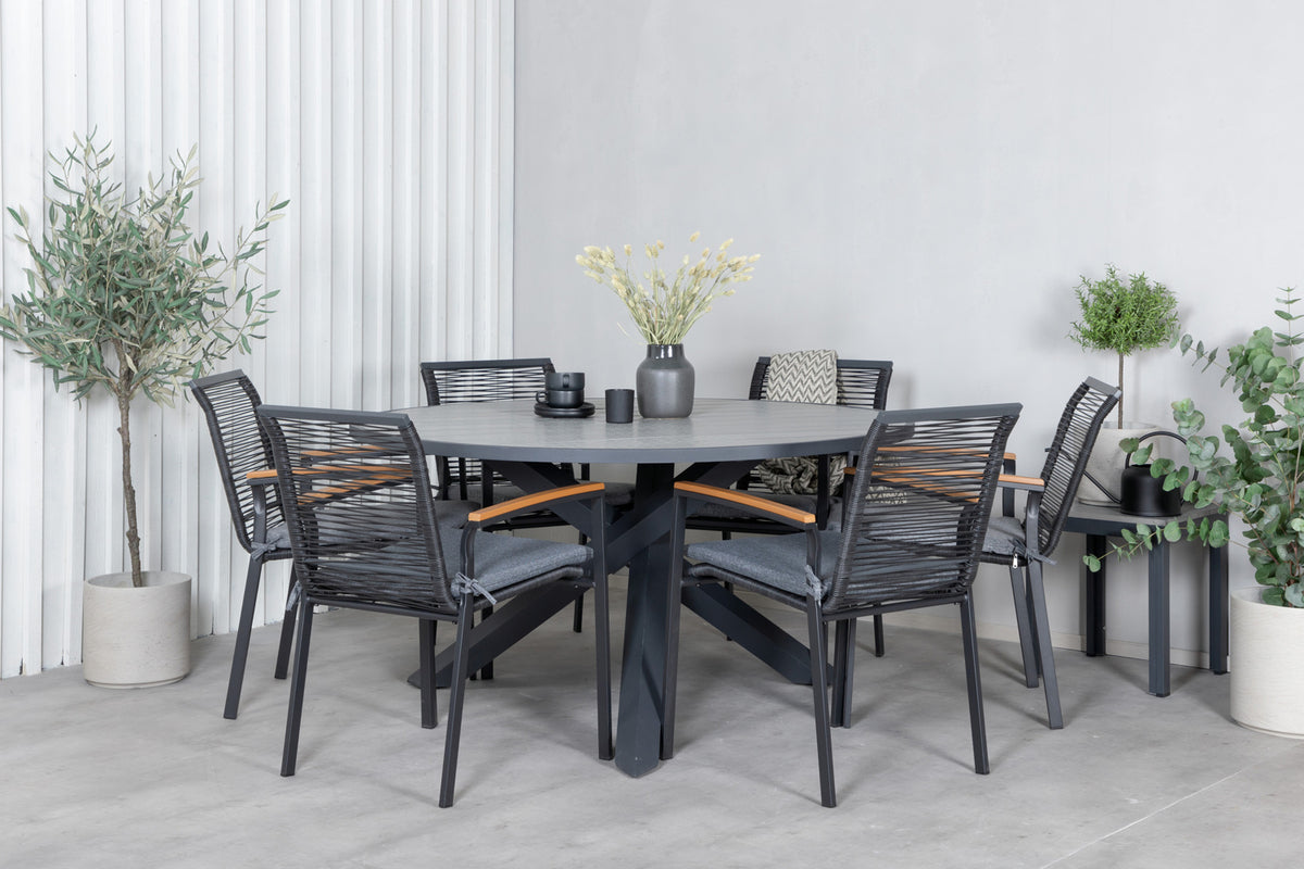 Dining Set Black Dark Grey