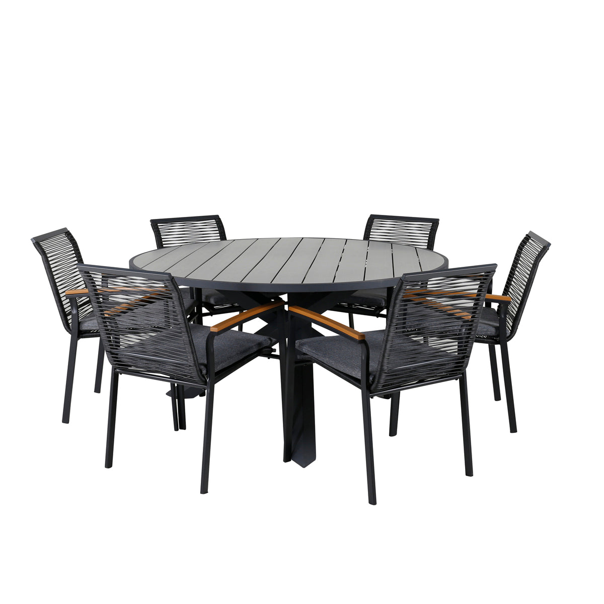 Dining Set Black Dark Grey