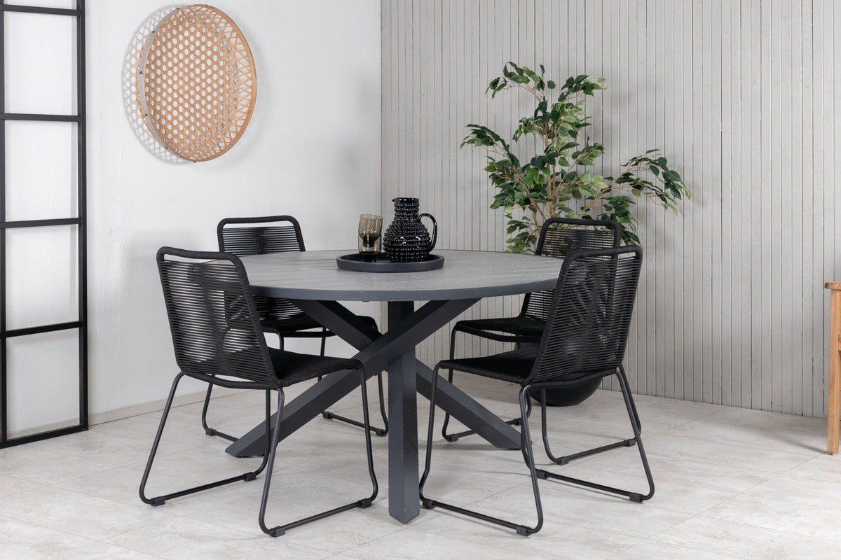Dining Set Black Dark Grey