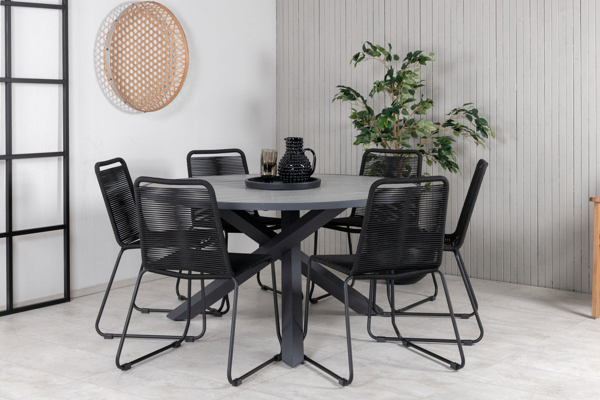 Dining Set Black Dark Grey