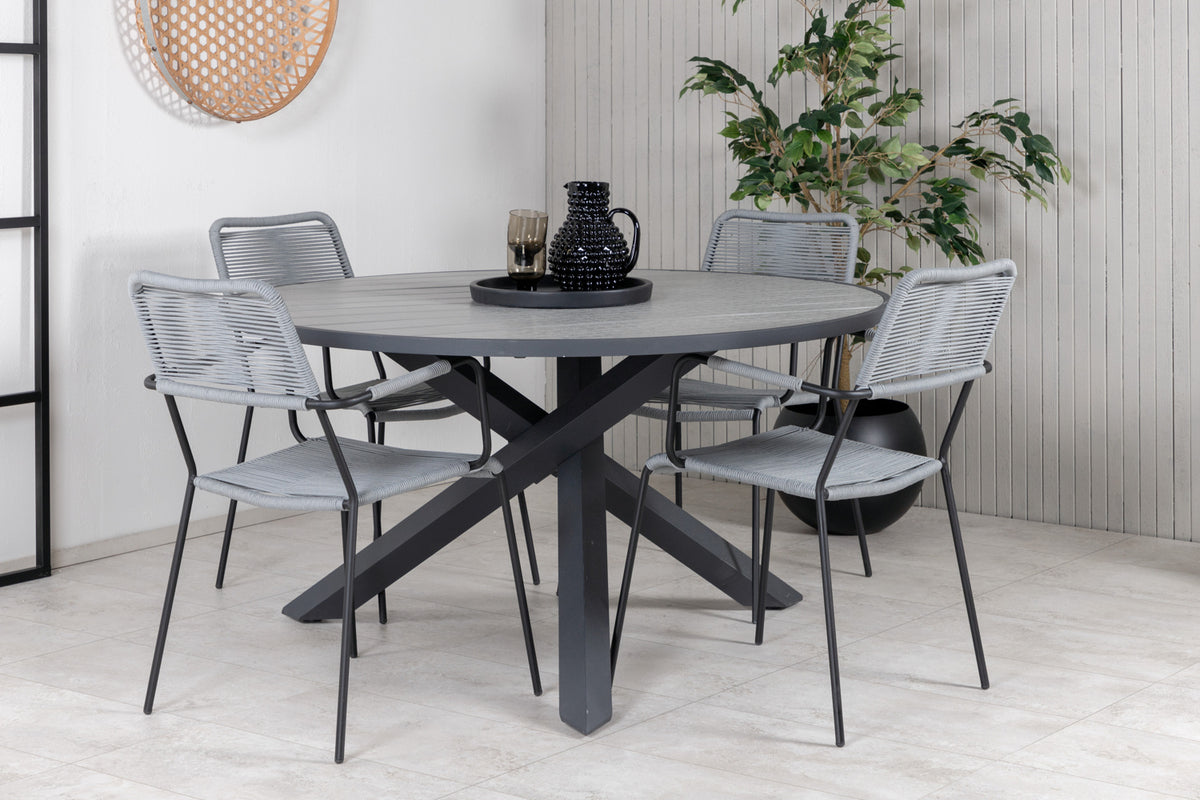 Dining Set Grey Dark Grey