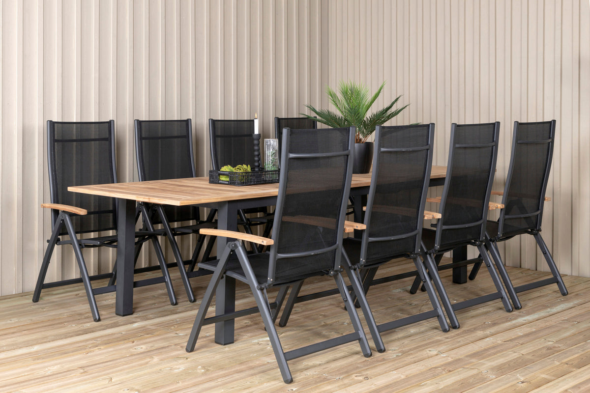 Position Chair 2-pack Black + Rectangular Dining Table 75 x 224 x 100 Black