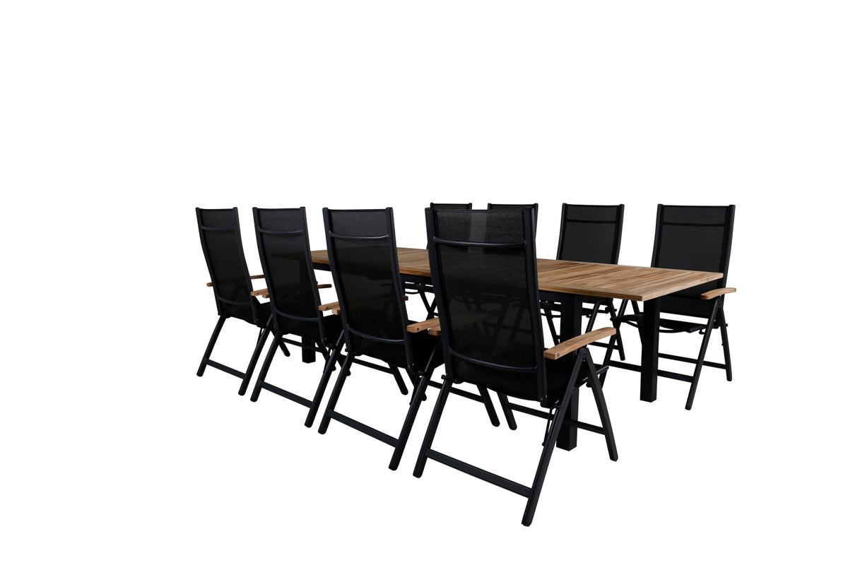 Position Chair 2-pack Black + Rectangular Dining Table 75 x 224 x 100 Black