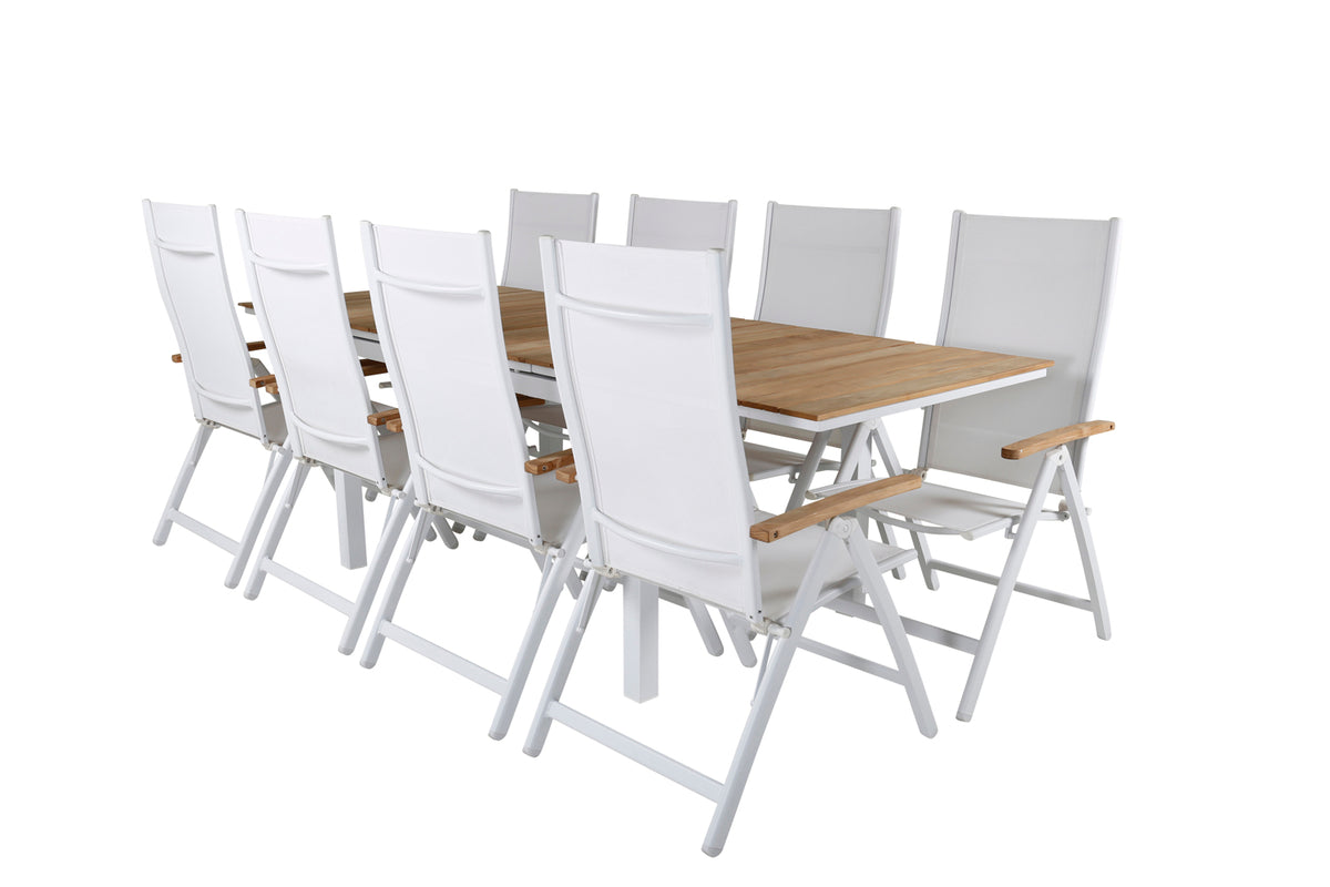 Position Chair 2-pack White + Rectangular Dining Table 76 x 160 x 90 Nature