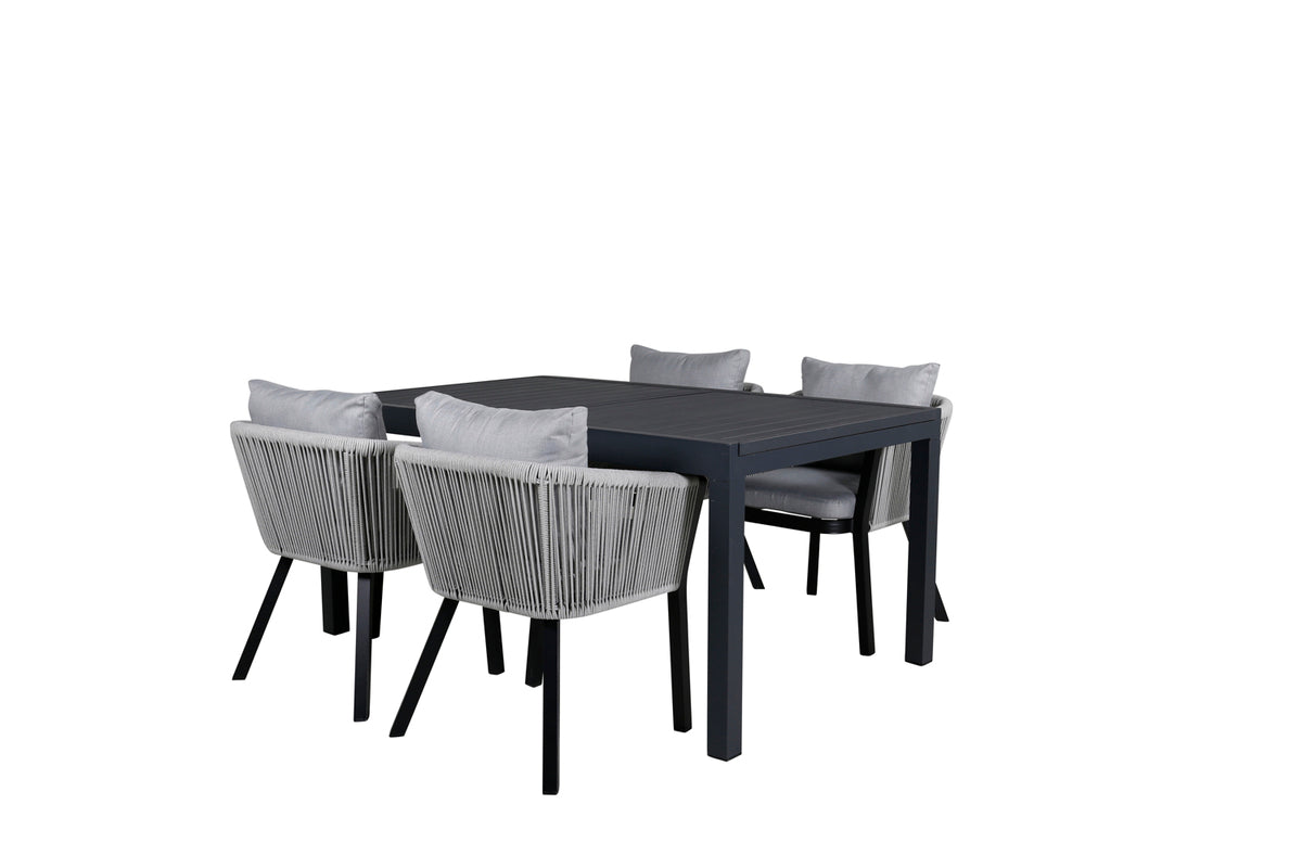 Dining Chair 2-pack Black + Rectangular Dining Table 75 x 160 x 100 Black