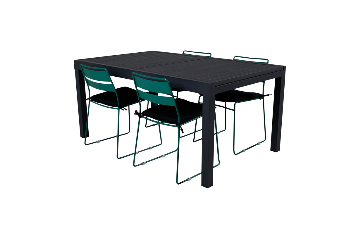 Dining Set Green Black