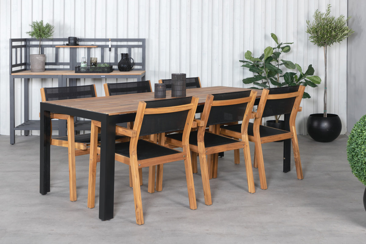 Dining Chair 2-pack Nature + Rectangular Dining Table 75 x 205 x 90 Nature